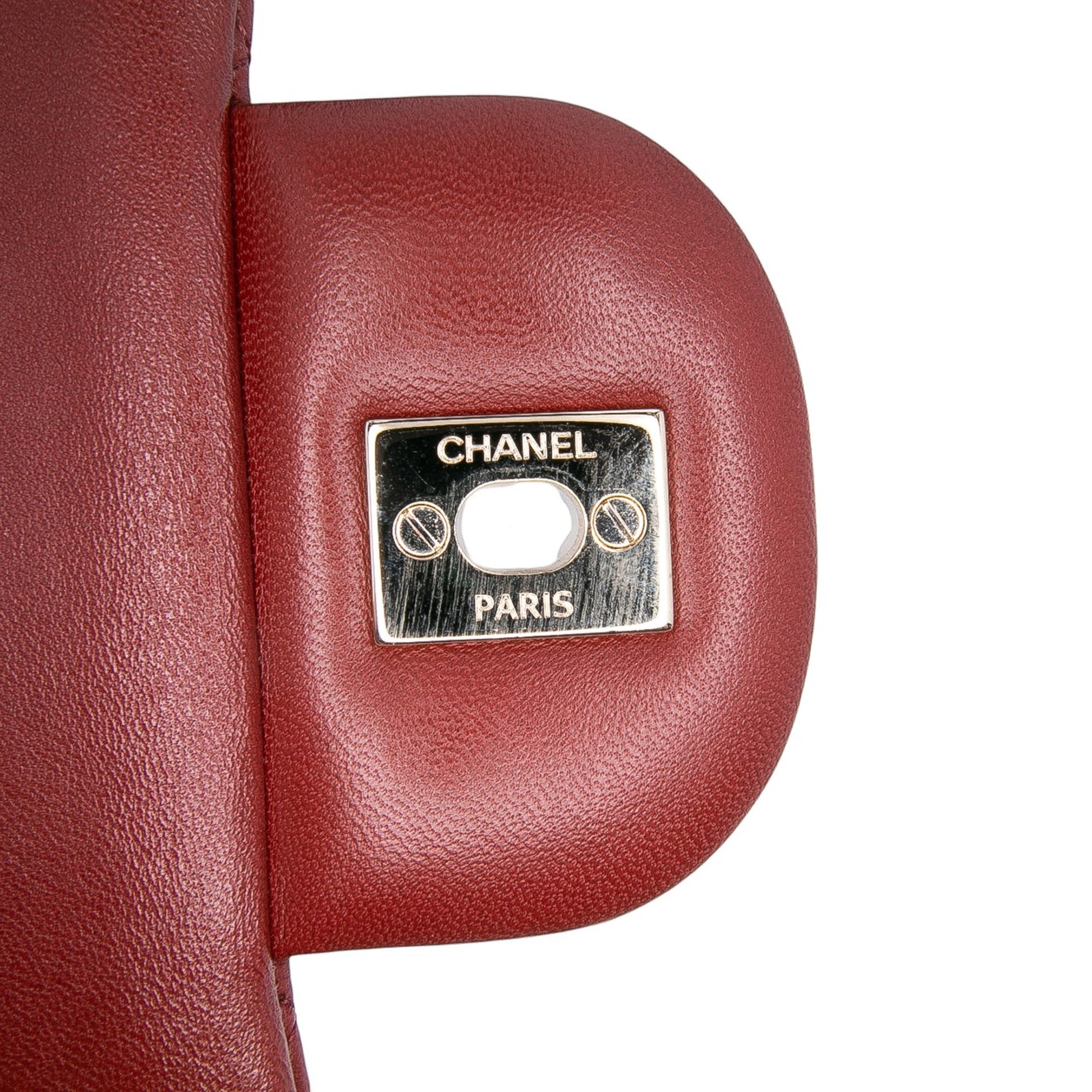 Second hand Chanel Classic Double Flap Jumbo Lambskin Leather Matelassè Handbag Red - Tabita Bags
