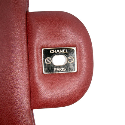 Second hand Chanel Classic Double Flap Jumbo Lambskin Leather Matelassè Handbag Red - Tabita Bags