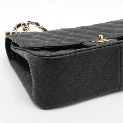 Second hand Chanel Classic Double Flap Jumbo Matelassè Caviar Leather 2 - Ways Flap Bag Black - Tabita Bags