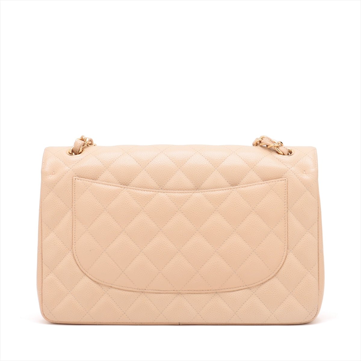 Second hand Chanel Classic Double Flap Jumbo Matelassè Caviar Leather 2 - Ways Flap Handbag Beige - Tabita Bags