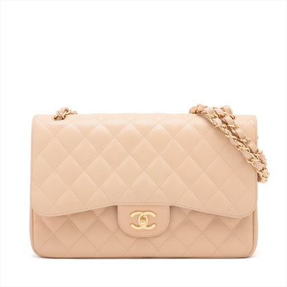 Second hand Chanel Classic Double Flap Jumbo Matelassè Caviar Leather 2 - Ways Flap Handbag Beige - Tabita Bags