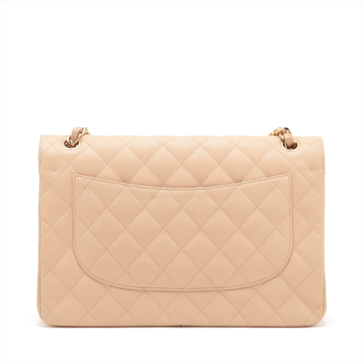 Second hand Chanel Classic Double Flap Jumbo Matelassè Caviar Leather 2 - Ways Flap Handbag Beige - Tabita Bags