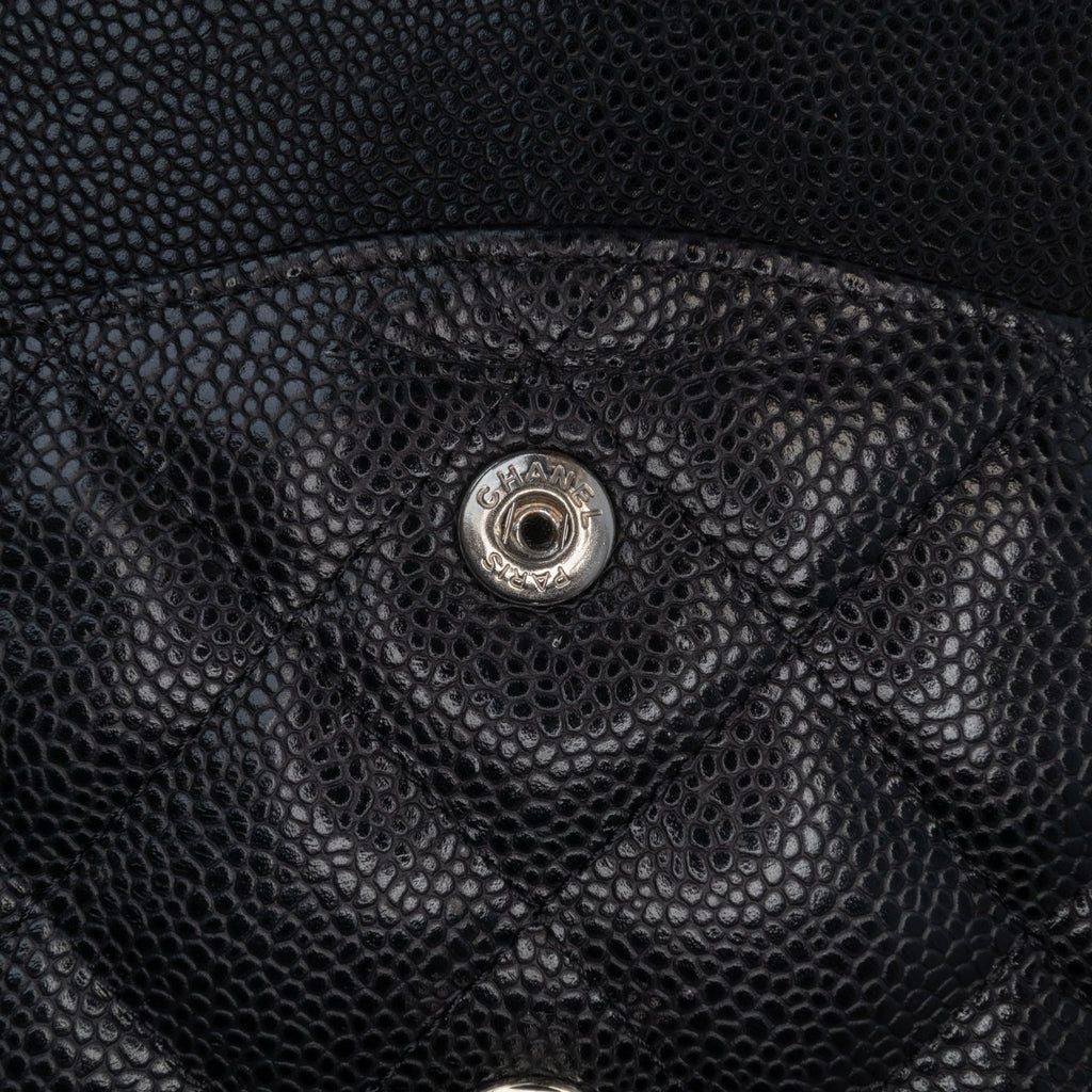 Second hand Chanel Classic Double Flap Jumbo Matelassè Caviar Leather 2 - Ways Flap Handbag Black - Tabita Bags