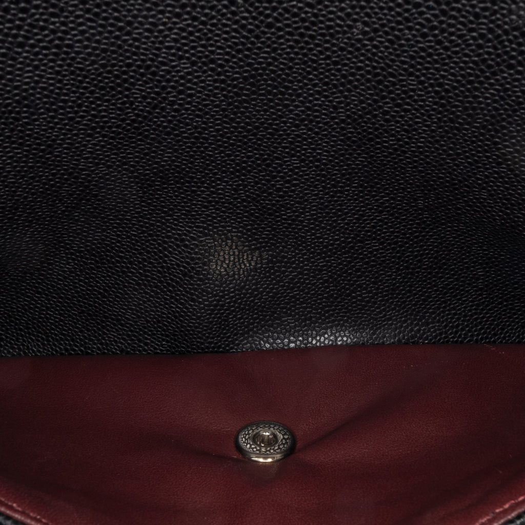Second hand Chanel Classic Double Flap Jumbo Matelassè Caviar Leather 2 - Ways Flap Handbag Black - Tabita Bags