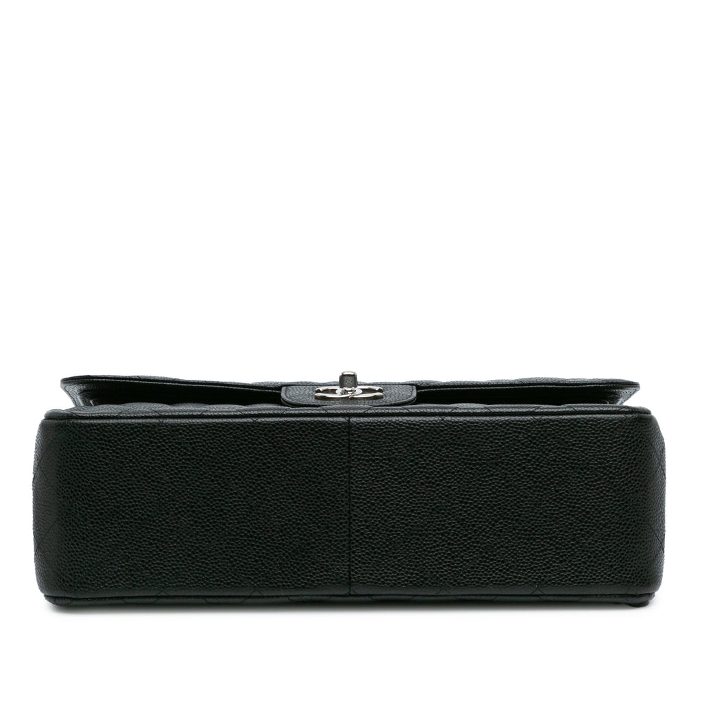 Second hand Chanel Classic Double Flap Jumbo Matelassè Caviar Leather 2 - Ways Flap Handbag Black - Tabita Bags