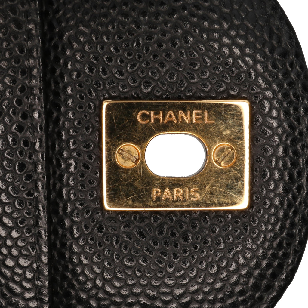 Second hand Chanel Classic Double Flap Jumbo Matelassè Caviar Leather 2 - Ways Flap Handbag Black - Tabita Bags