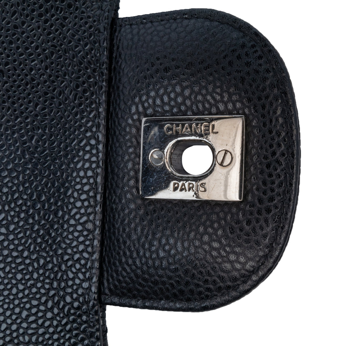 Second hand Chanel Classic Double Flap Jumbo Matelassè Caviar Leather 2 - Ways Flap Handbag Black - Tabita Bags