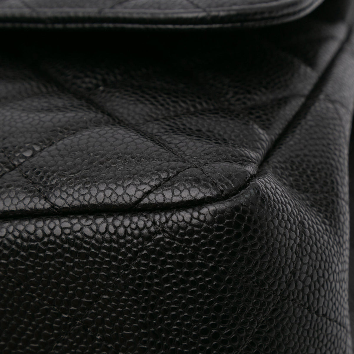 Second hand Chanel Classic Double Flap Jumbo Matelassè Caviar Leather 2 - Ways Flap Handbag Black - Tabita Bags