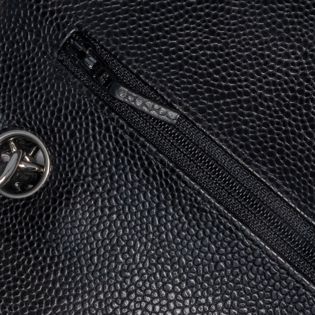 Second hand Chanel Classic Double Flap Jumbo Matelassè Caviar Leather 2 - Ways Flap Handbag Black - Tabita Bags