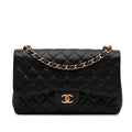 Second hand Chanel Classic Double Flap Jumbo Matelassè Caviar Leather 2 - Ways Flap Handbag Black - Tabita Bags