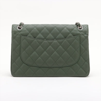 Second hand Chanel Classic Double Flap Jumbo Matelassè Caviar Leather 2 - Ways Flap Handbag Military Green - Tabita Bags