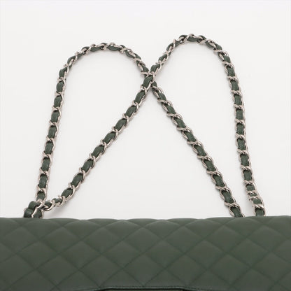 Second hand Chanel Classic Double Flap Jumbo Matelassè Caviar Leather 2 - Ways Flap Handbag Military Green - Tabita Bags