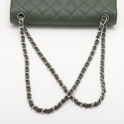 Second hand Chanel Classic Double Flap Jumbo Matelassè Caviar Leather 2 - Ways Flap Handbag Military Green - Tabita Bags