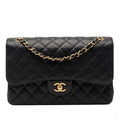 Second hand Chanel Classic Double Flap Jumbo Matelassè Caviar Leather Flap Handbag Black - Tabita Bags