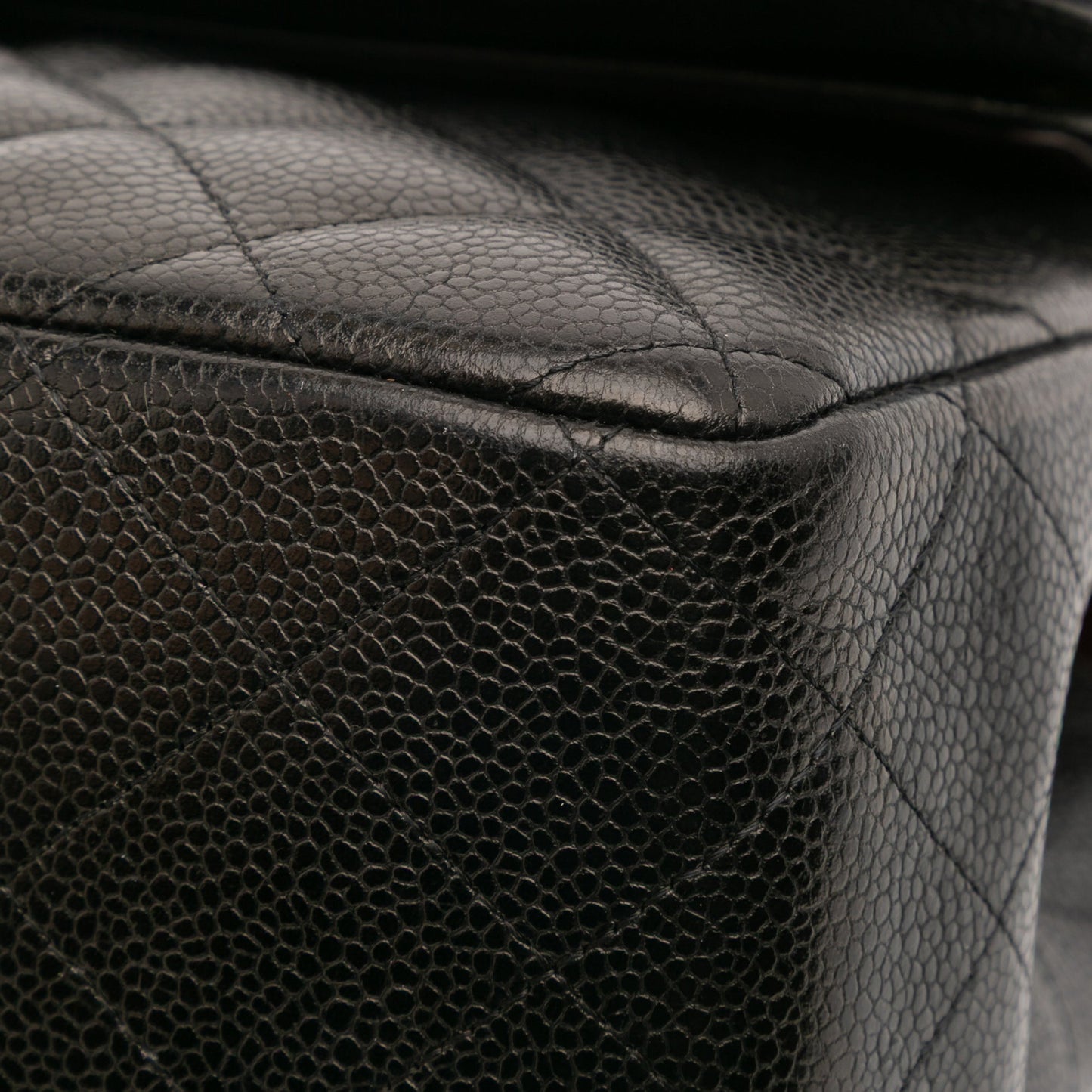 Second hand Chanel Classic Double Flap Jumbo Matelassè Caviar Leather Flap Handbag Black - Tabita Bags