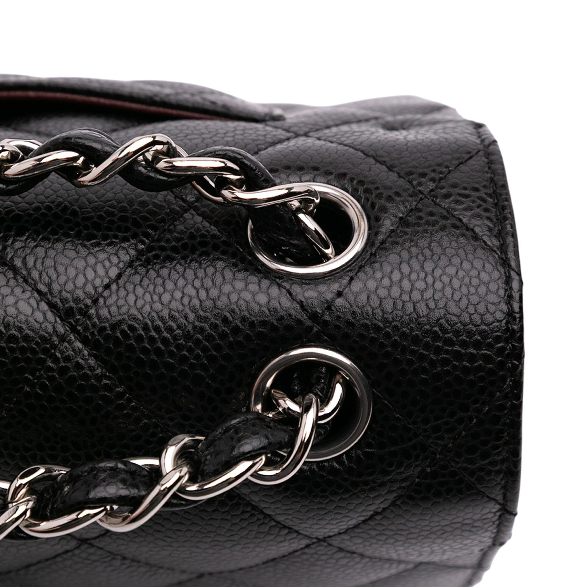 Second hand Chanel Classic Double Flap Jumbo Matelassè Caviar Leather Flap Handbag Black - Tabita Bags