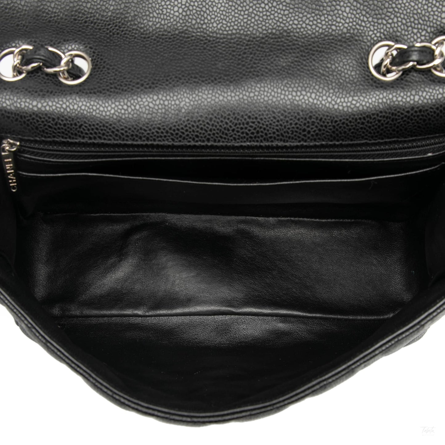 Second hand Chanel Classic Double Flap Jumbo Matelassè Caviar Leather Flap Handbag Black - Tabita Bags