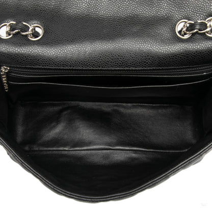 Second hand Chanel Classic Double Flap Jumbo Matelassè Caviar Leather Flap Handbag Black - Tabita Bags