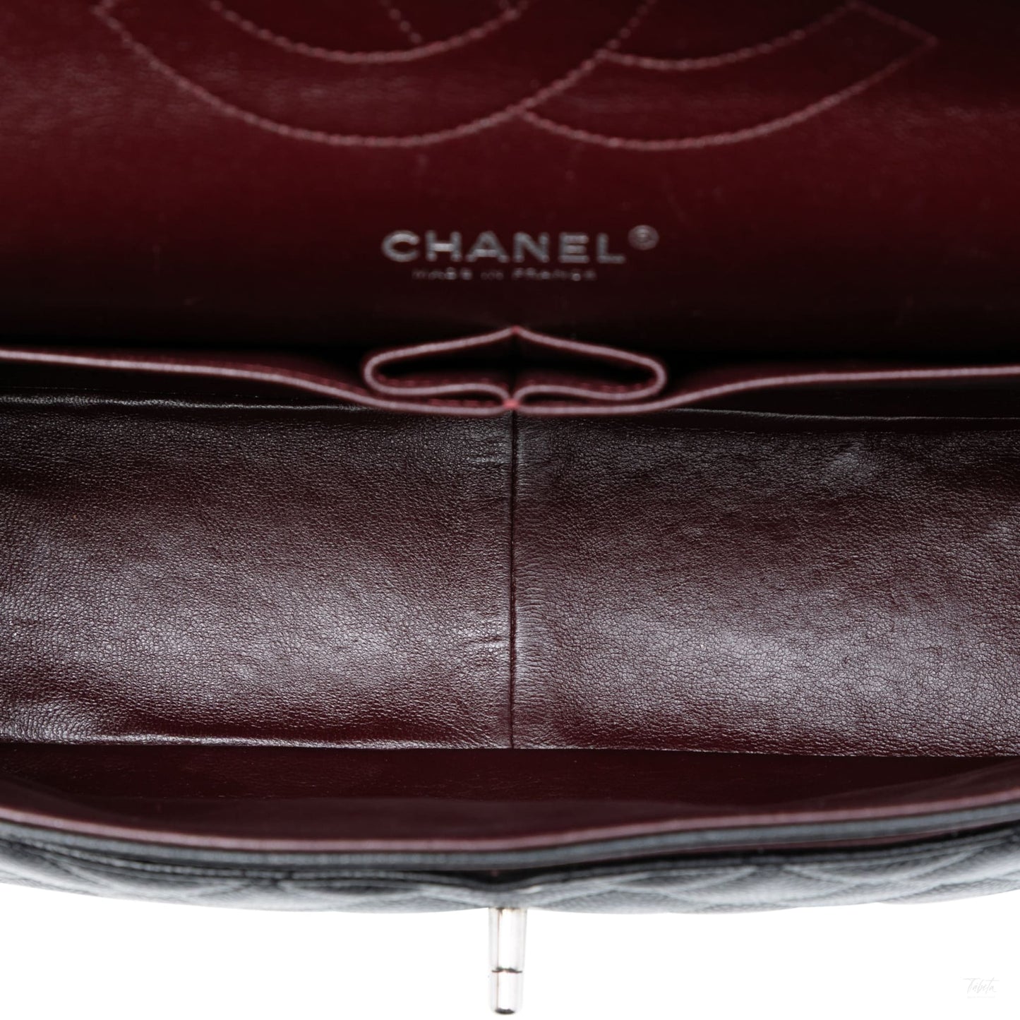 Second hand Chanel Classic Double Flap Jumbo Matelassè Caviar Leather Flap Handbag Black - Tabita Bags