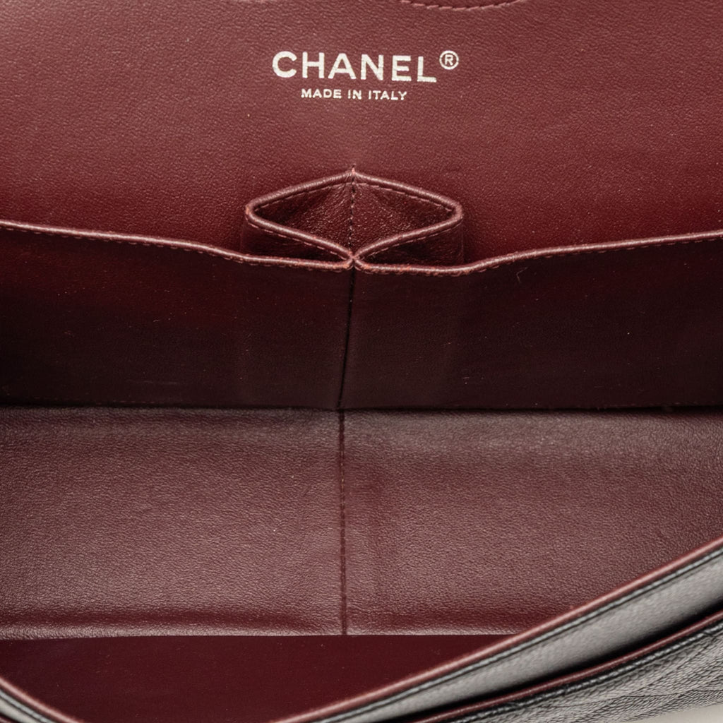 Second hand Chanel Classic Double Flap Jumbo Matelassè Caviar Leather Flap Handbag Black - Tabita Bags
