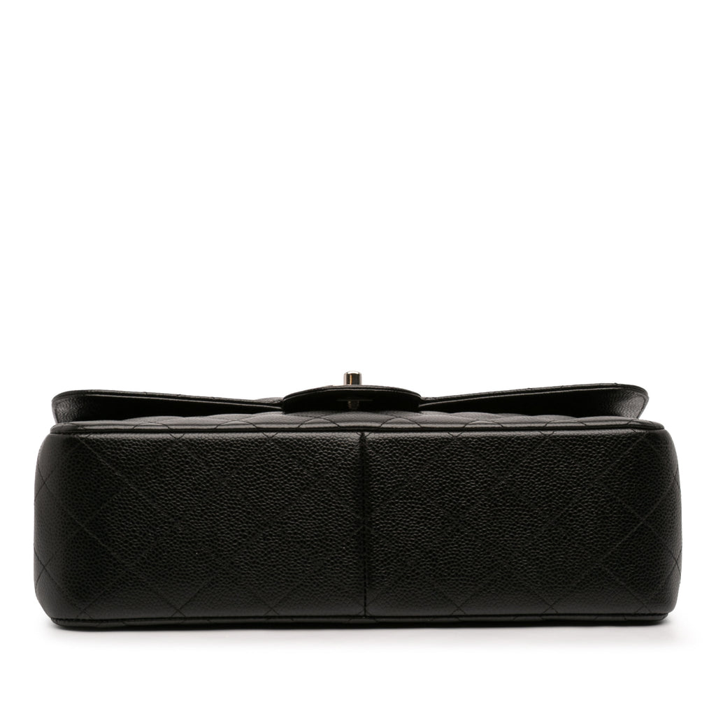 Second hand Chanel Classic Double Flap Jumbo Matelassè Caviar Leather Flap Handbag Black - Tabita Bags