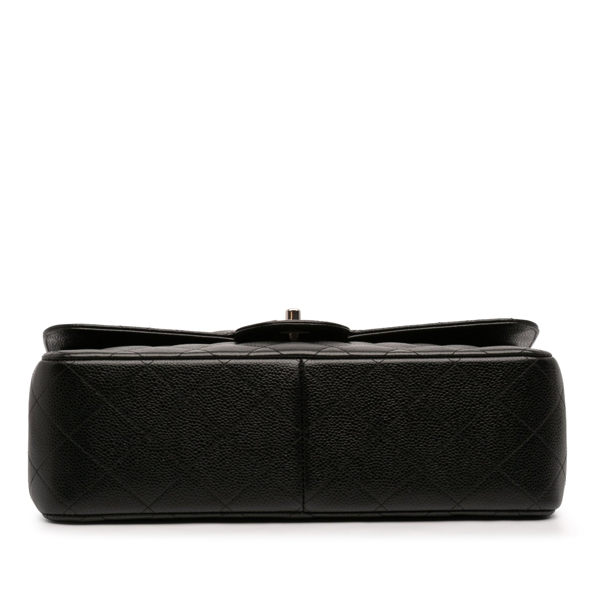 Second hand Chanel Classic Double Flap Jumbo Matelassè Caviar Leather Flap Handbag Black - Tabita Bags