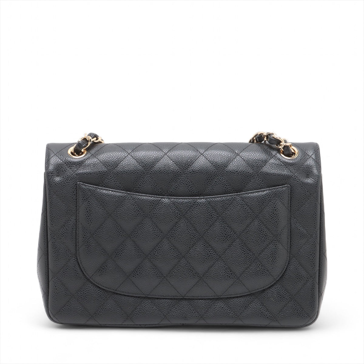 Second hand Chanel Classic Double Flap Jumbo Matelassè Caviar Leather Flap Handbag Black - Tabita Bags