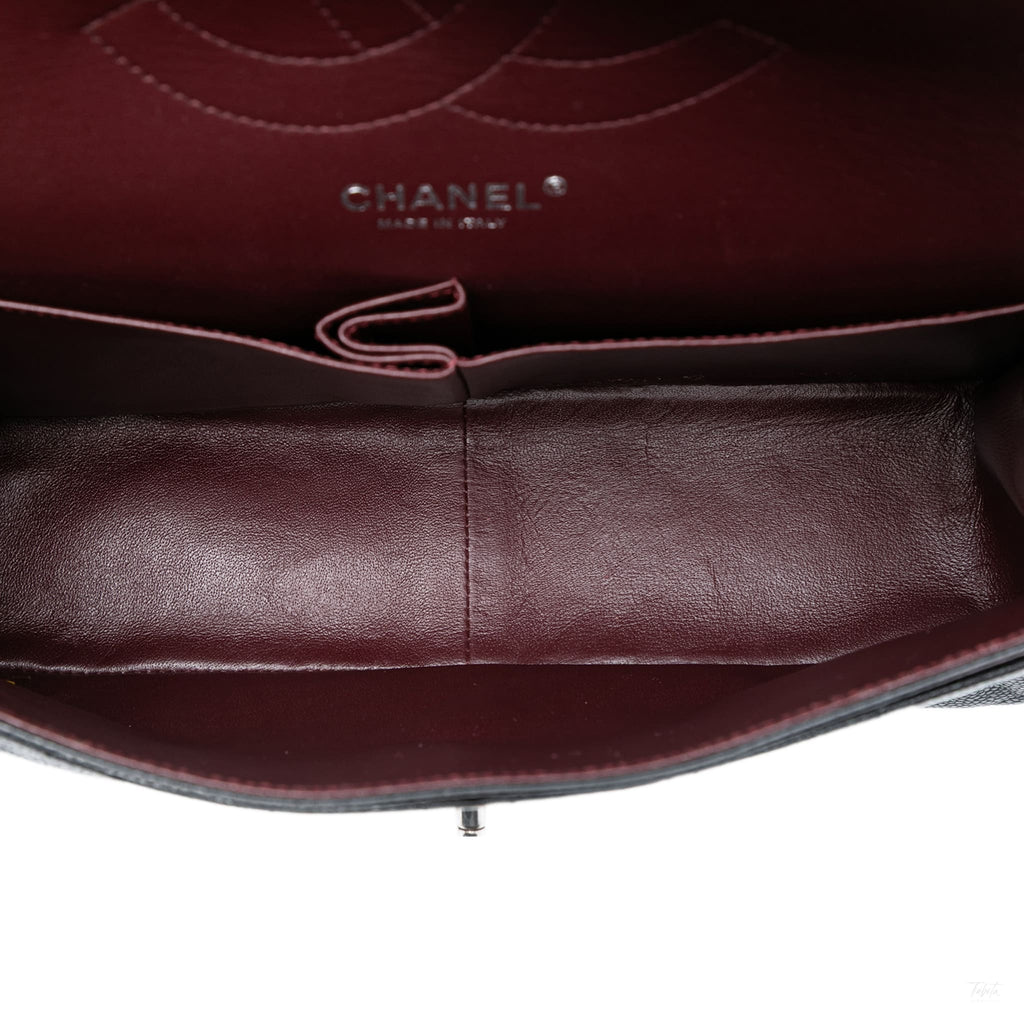 Second hand Chanel Classic Double Flap Jumbo Matelassè Caviar Leather Flap Handbag Black - Tabita Bags