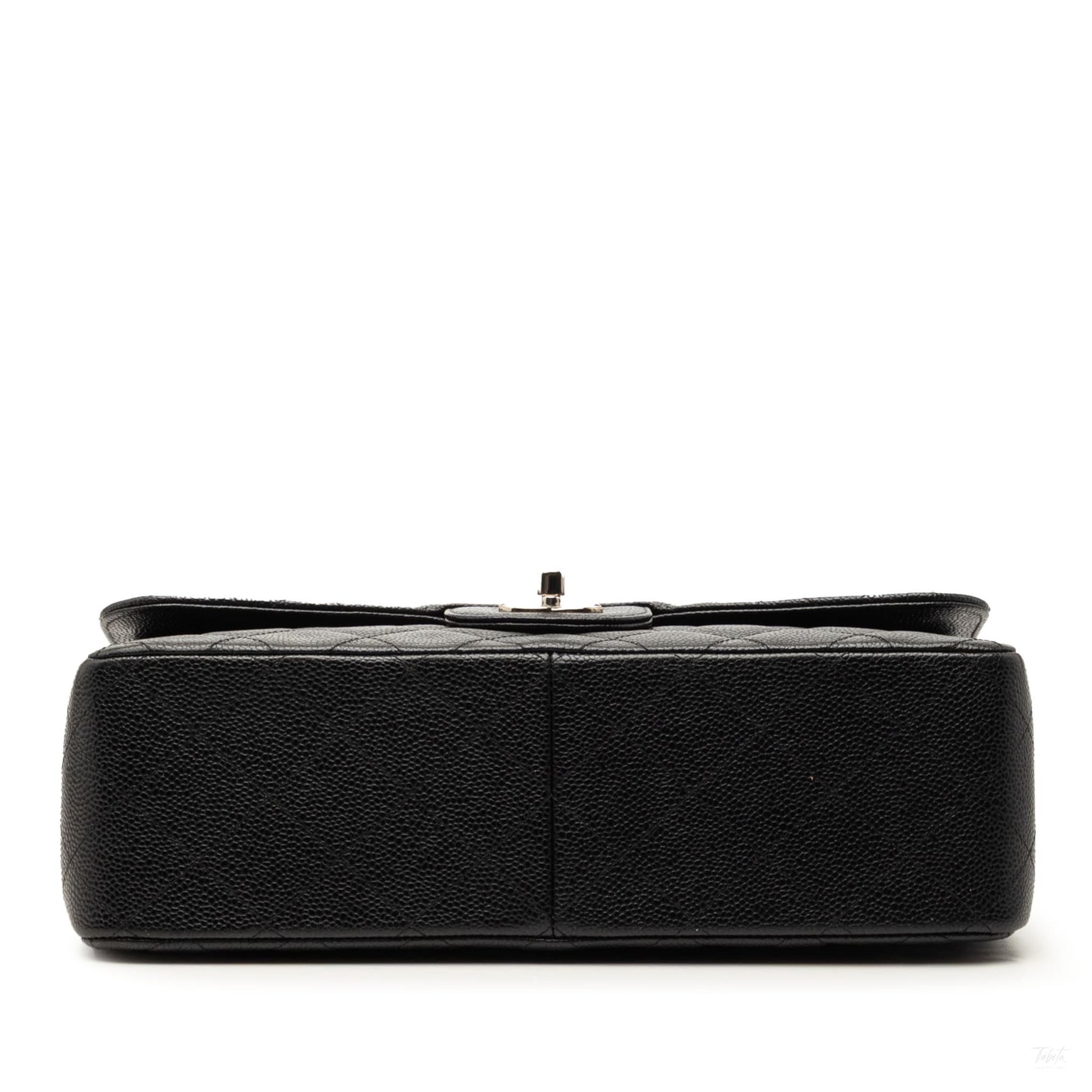 Second hand Chanel Classic Double Flap Jumbo Matelassè Caviar Leather Flap Handbag Black - Tabita Bags