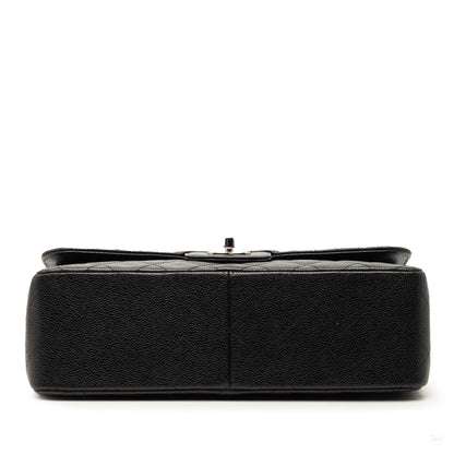Second hand Chanel Classic Double Flap Jumbo Matelassè Caviar Leather Flap Handbag Black - Tabita Bags