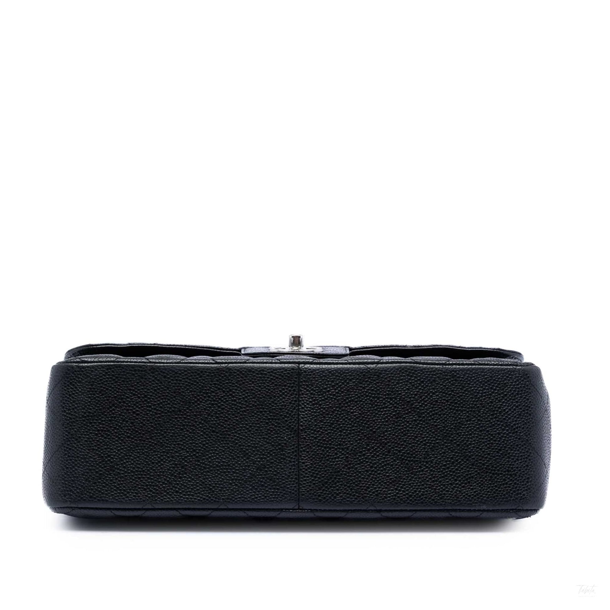 Second hand Chanel Classic Double Flap Jumbo Matelassè Caviar Leather Flap Handbag Black - Tabita Bags