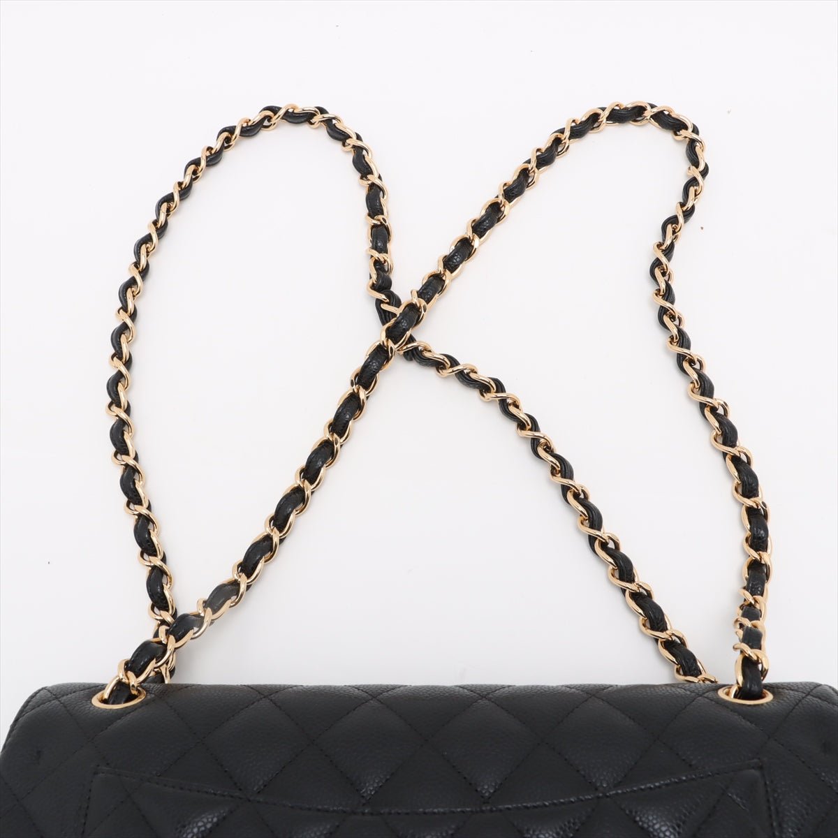 Second hand Chanel Classic Double Flap Jumbo Matelassè Caviar Leather Flap Handbag Black - Tabita Bags