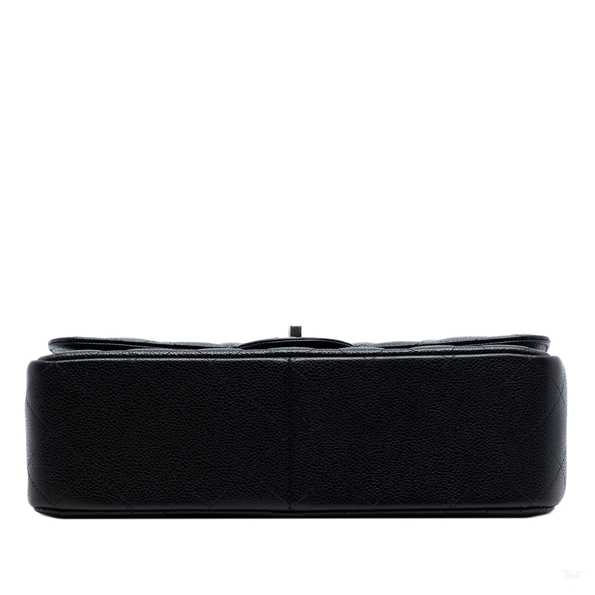 Second hand Chanel Classic Double Flap Jumbo Matelassè Caviar Leather Flap Handbag Black - Tabita Bags
