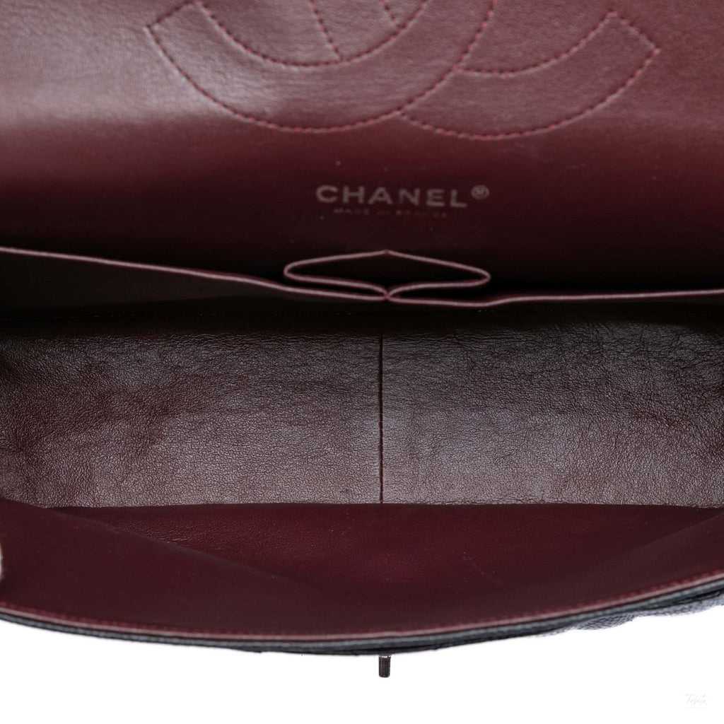 Second hand Chanel Classic Double Flap Jumbo Matelassè Caviar Leather Flap Handbag Black - Tabita Bags