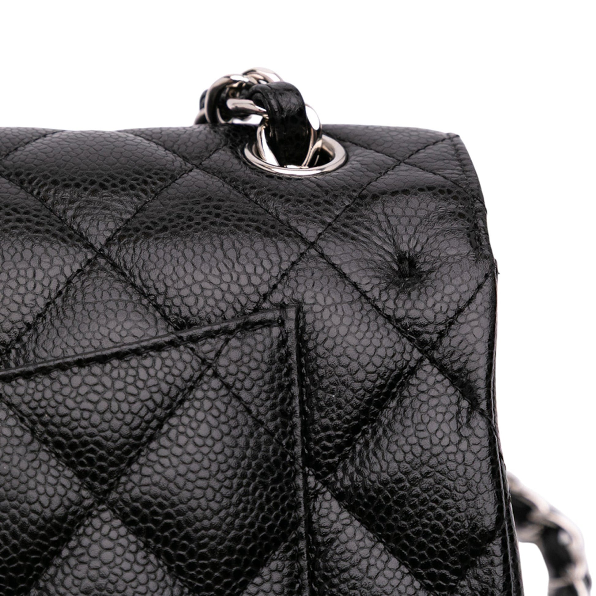 Second hand Chanel Classic Double Flap Jumbo Matelassè Caviar Leather Flap Handbag Black - Tabita Bags