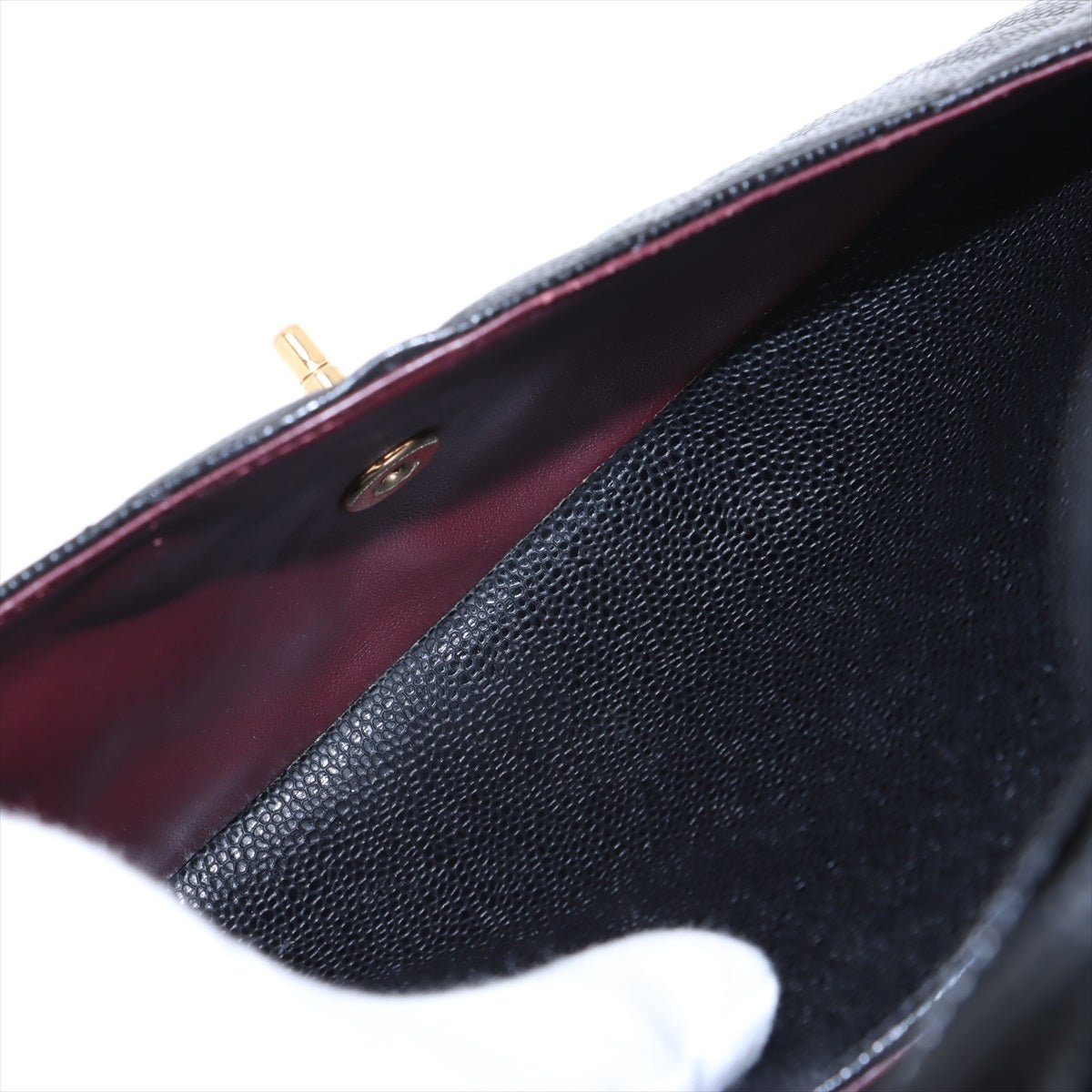 Second hand Chanel Classic Double Flap Jumbo Matelassè Caviar Leather Flap Handbag Black - Tabita Bags