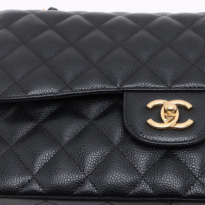 Second hand Chanel Classic Double Flap Jumbo Matelassè Caviar Leather Flap Handbag Black - Tabita Bags