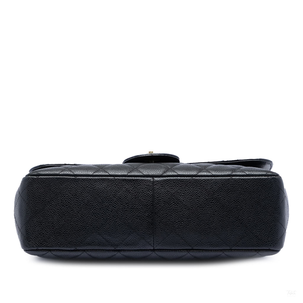 Second hand Chanel Classic Double Flap Jumbo Matelassè Caviar Leather Flap Handbag Black - Tabita Bags
