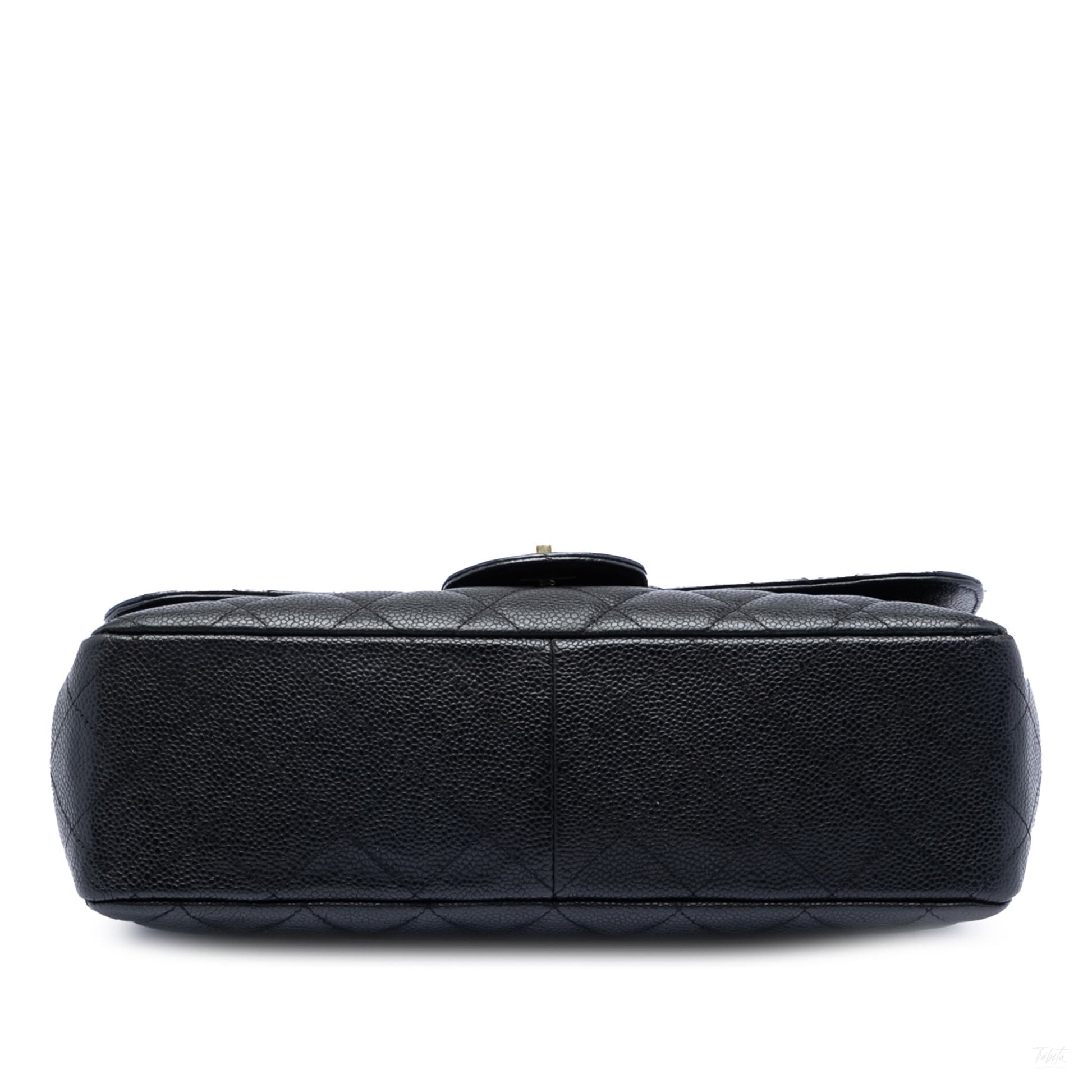 Second hand Chanel Classic Double Flap Jumbo Matelassè Caviar Leather Flap Handbag Black - Tabita Bags