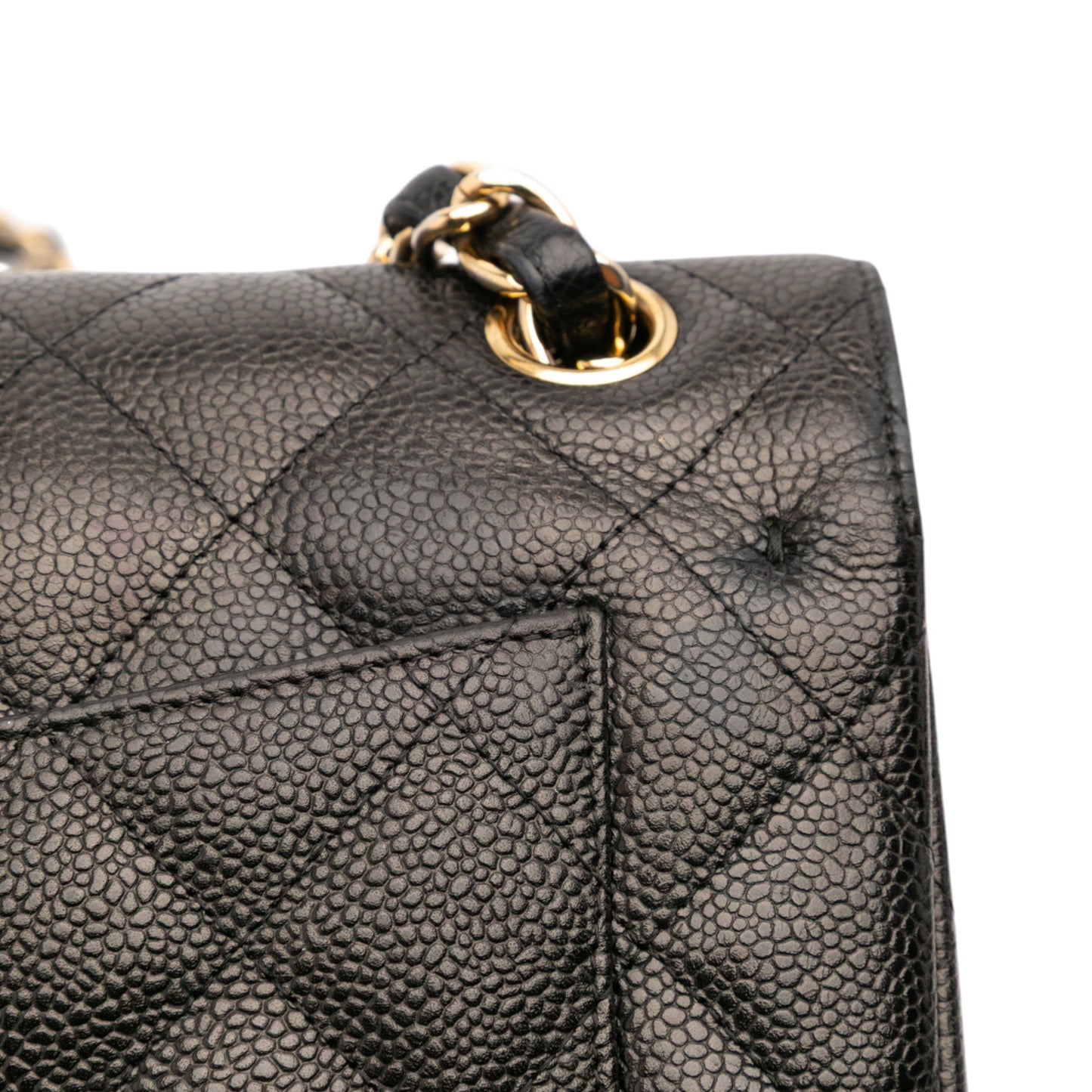 Second hand Chanel Classic Double Flap Jumbo Matelassè Caviar Leather Flap Handbag Black - Tabita Bags