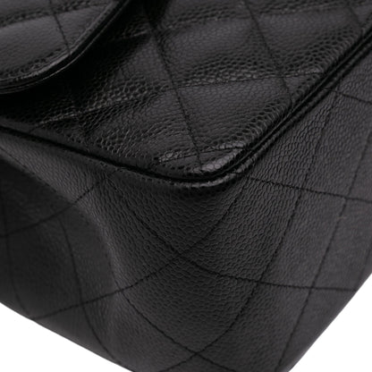 Second hand Chanel Classic Double Flap Jumbo Matelassè Caviar Leather Flap Handbag Black - Tabita Bags