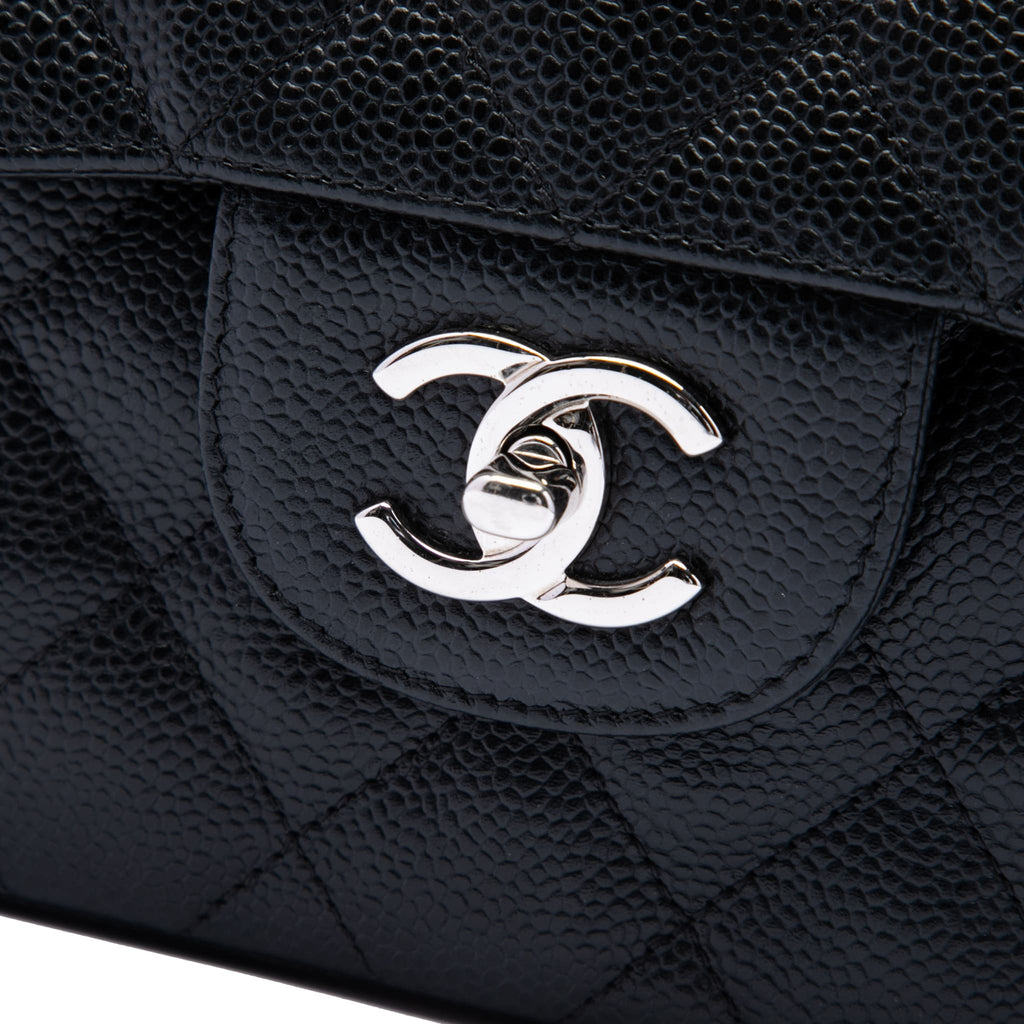 Second hand Chanel Classic Double Flap Jumbo Matelassè Caviar Leather Flap Handbag Black - Tabita Bags