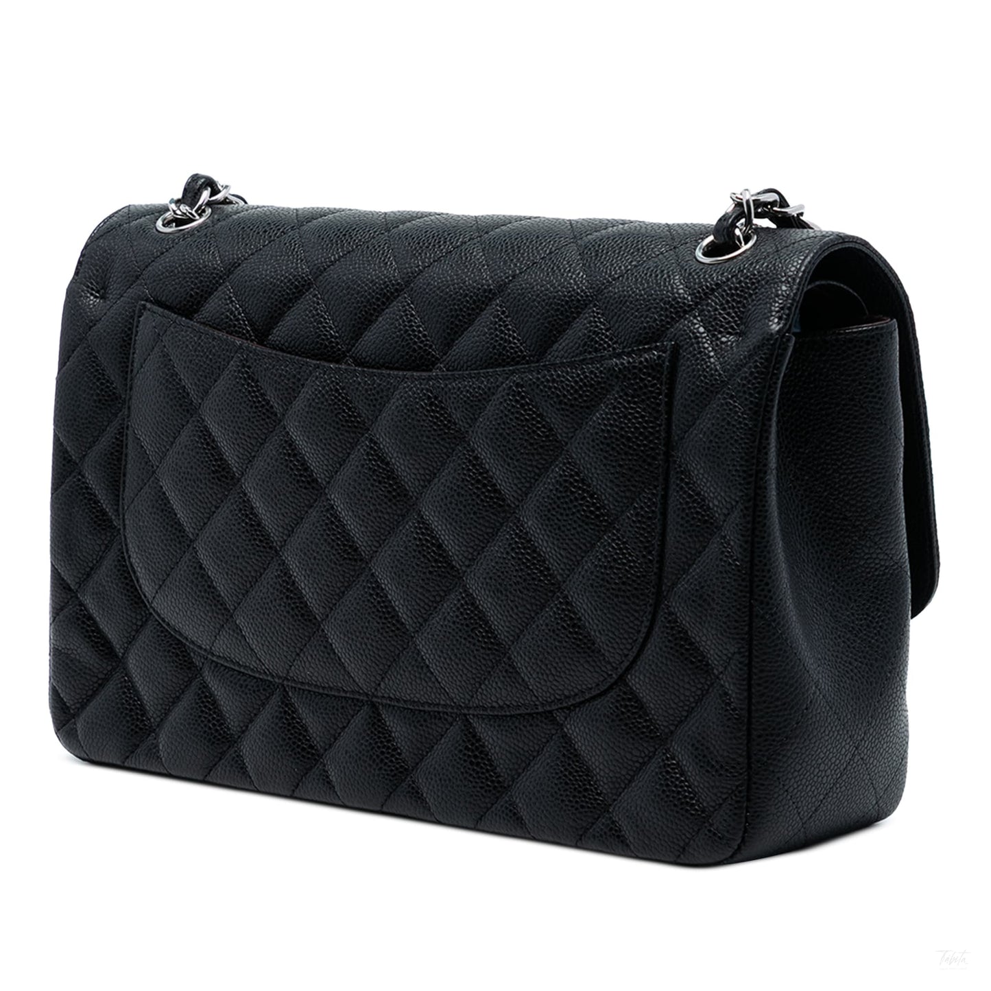 Second hand Chanel Classic Double Flap Jumbo Matelassè Caviar Leather Flap Handbag Black - Tabita Bags