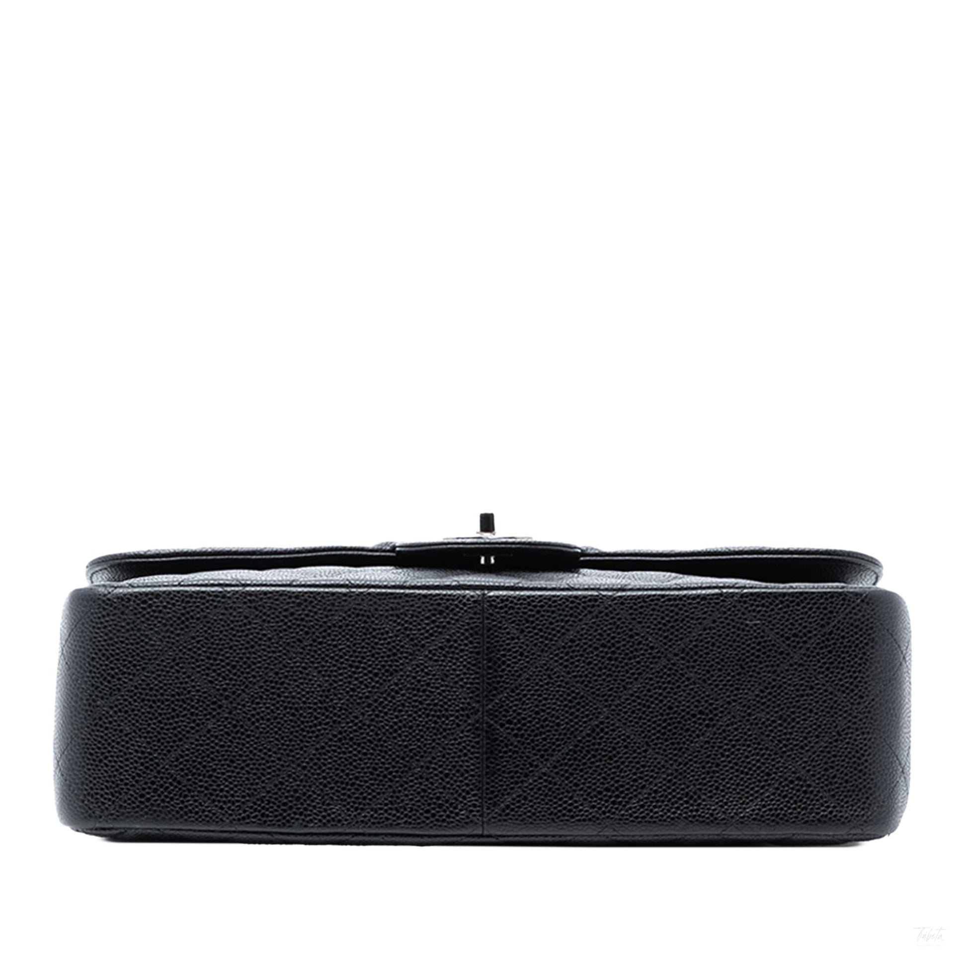 Second hand Chanel Classic Double Flap Jumbo Matelassè Caviar Leather Flap Handbag Black - Tabita Bags