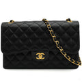 Second hand Chanel Classic Double Flap Jumbo Matelassè Caviar Leather Flap Handbag Black - Tabita Bags
