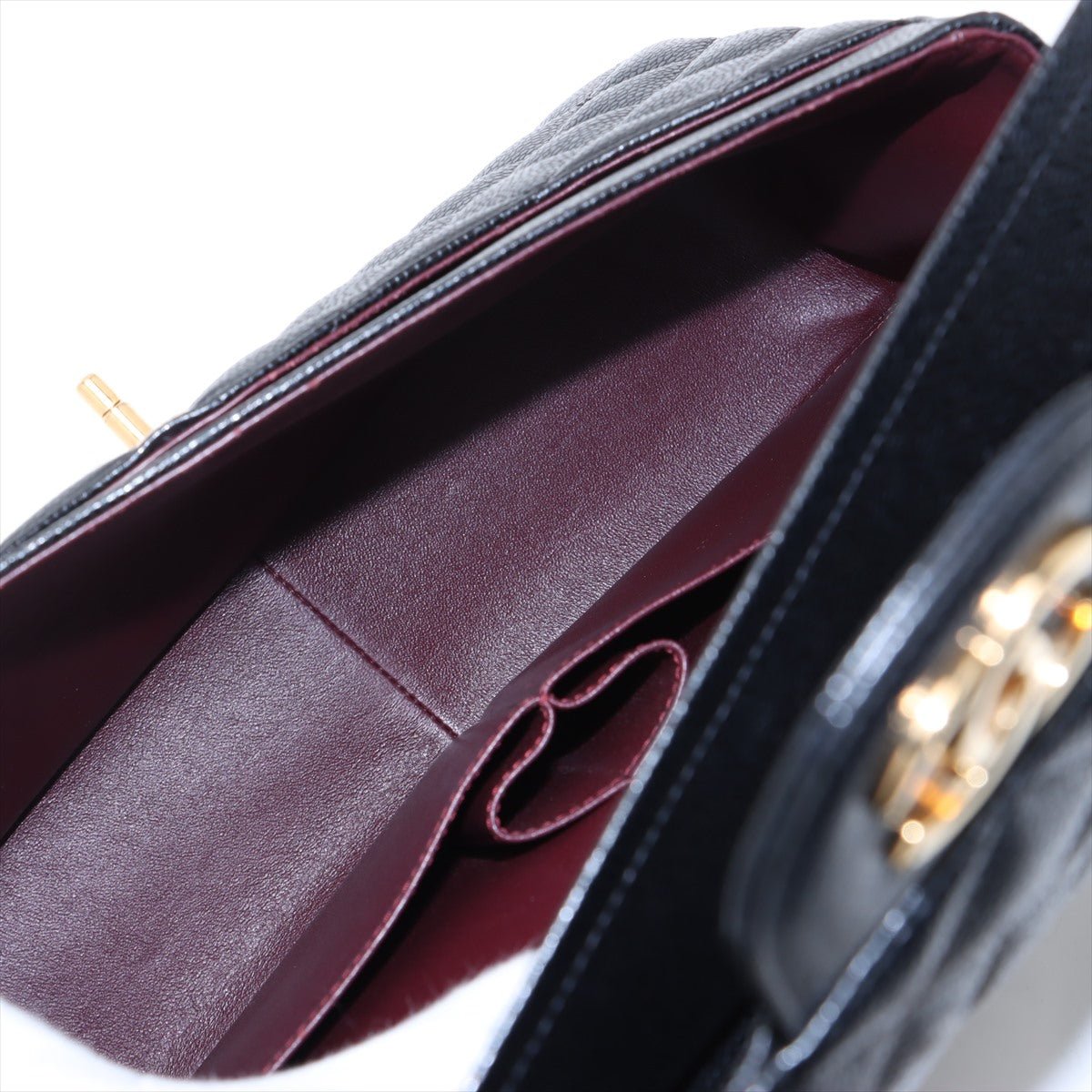 Second hand Chanel Classic Double Flap Jumbo Matelassè Caviar Leather Flap Handbag Black - Tabita Bags