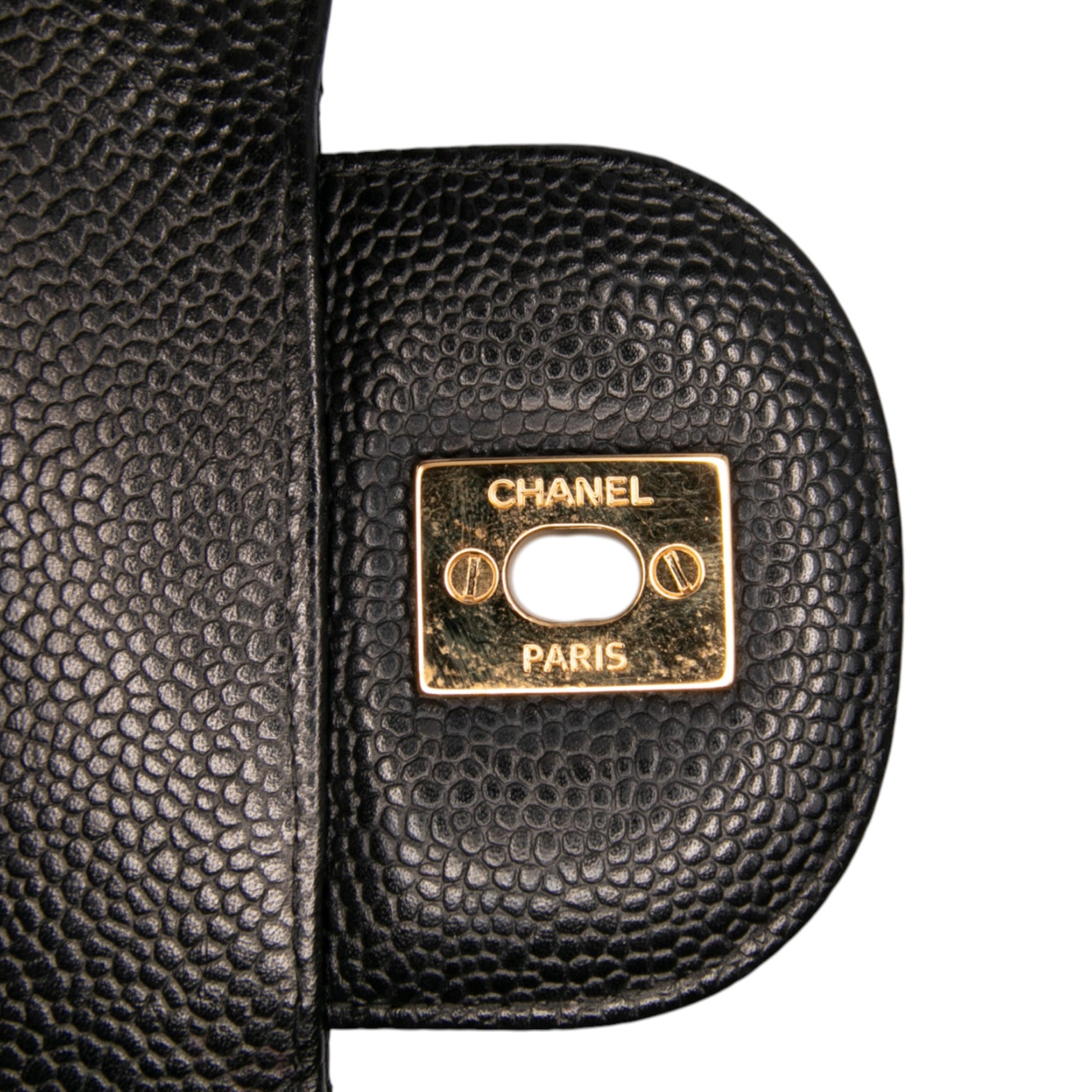 Second hand Chanel Classic Double Flap Jumbo Matelassè Caviar Leather Flap Handbag Black - Tabita Bags