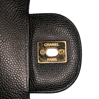 Second hand Chanel Classic Double Flap Jumbo Matelassè Caviar Leather Flap Handbag Black - Tabita Bags