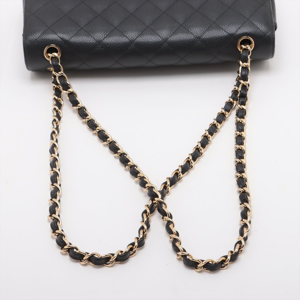 Second hand Chanel Classic Double Flap Jumbo Matelassè Caviar Leather Flap Handbag Black - Tabita Bags