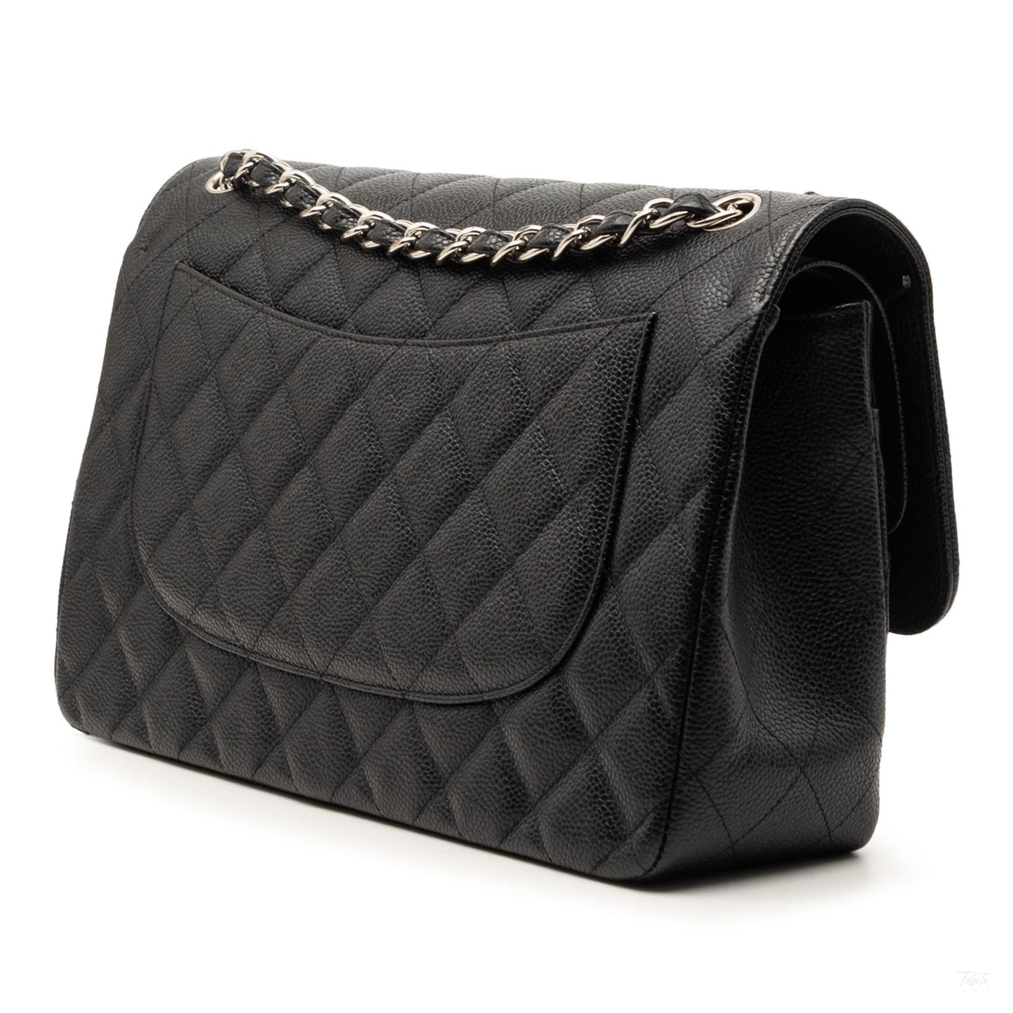 Second hand Chanel Classic Double Flap Jumbo Matelassè Caviar Leather Flap Handbag Black - Tabita Bags